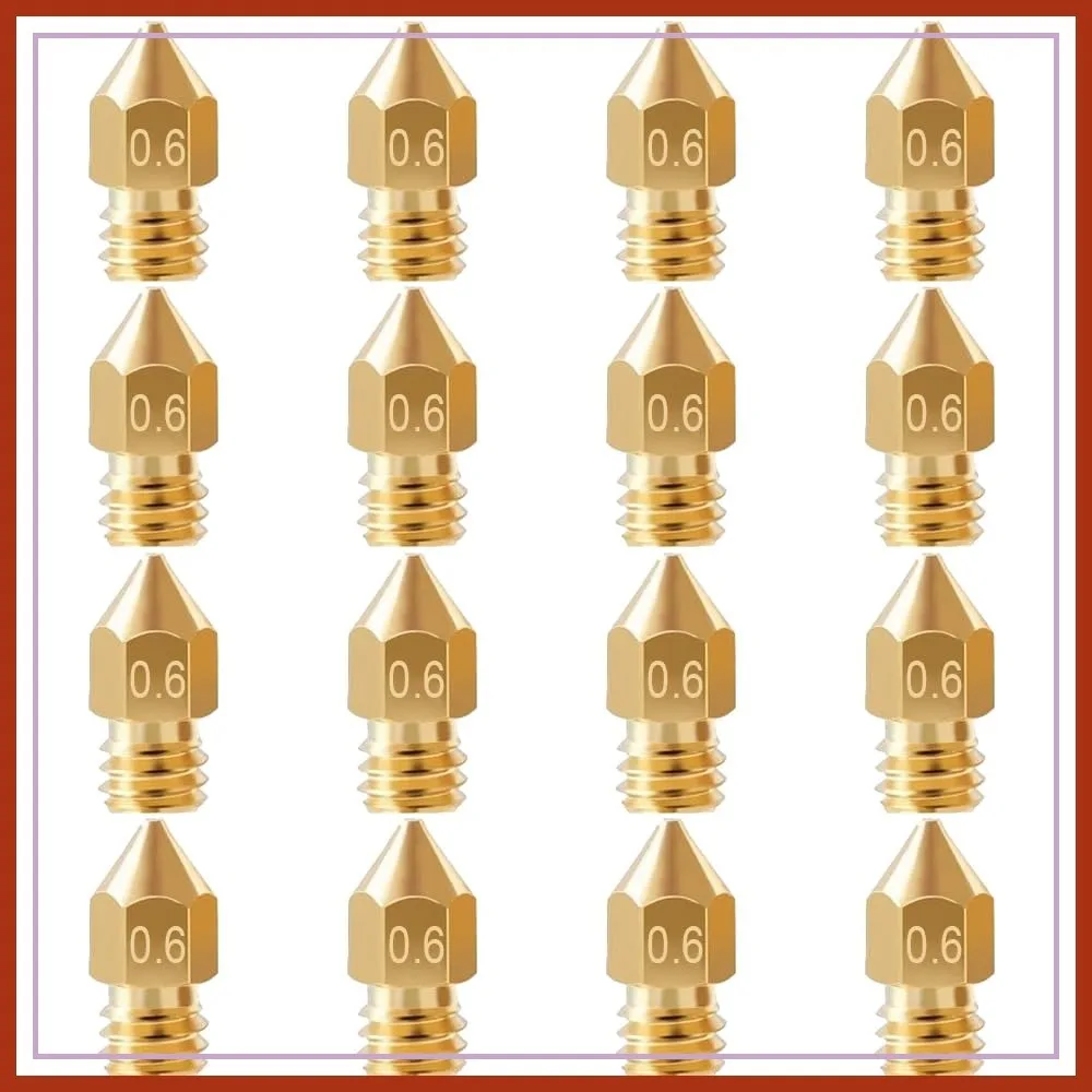 

16Pcs 0.6mm MK8 Nozzles for Ender 3/5, CR-10, Anet A8 3D Printer