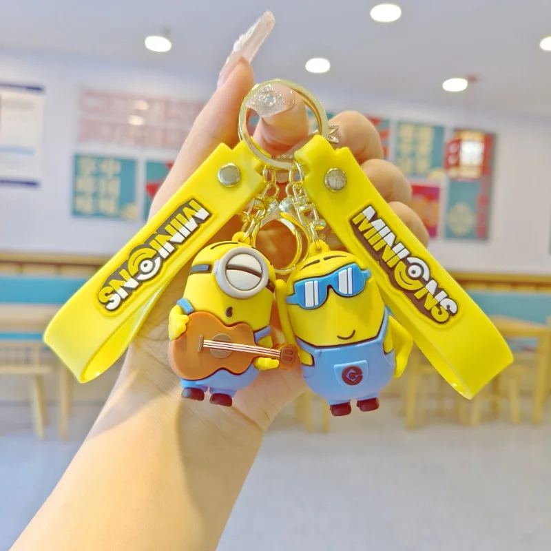 

MINIONS keychain cartoon anime creative car keyring girl backpack pendant cute Despicable Me doll hanging decoration toy gift