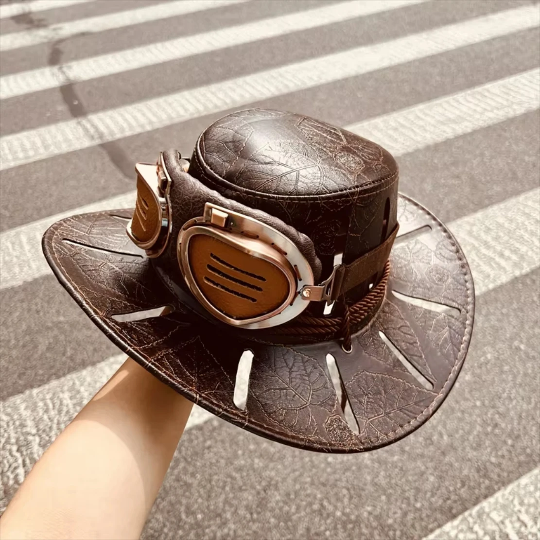 Unisex Retro Cowboy Hat Goggles Set Anime Steel Ball Run Jojo SBR Gyro Zeppeli Cosplay Costume Accessories Halloween Prop
