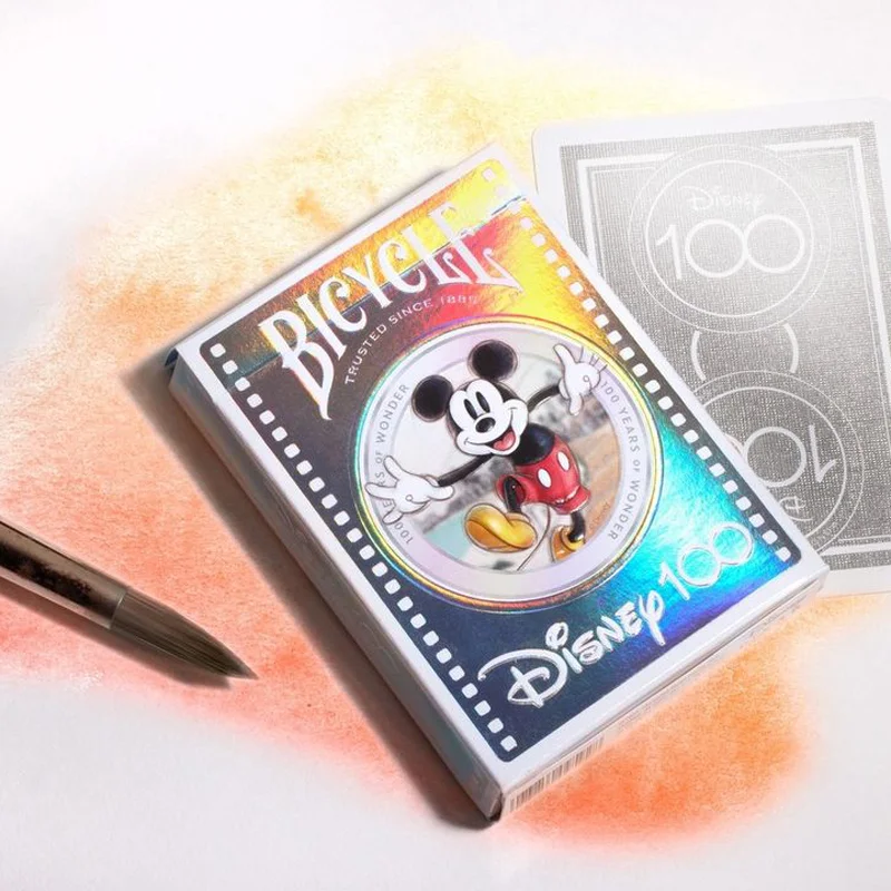 New Disney Mickey 100 Laser Poker Anime Playing Cards Creative Board Game Entertainment Poker Cards Toys Fan Collect Gifts