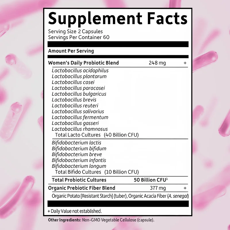 

Once Daily Probiotic for Women, 50Billion CFU 16 Probiotic Strains with Organic Prebiotics for Digestive & Immune Health