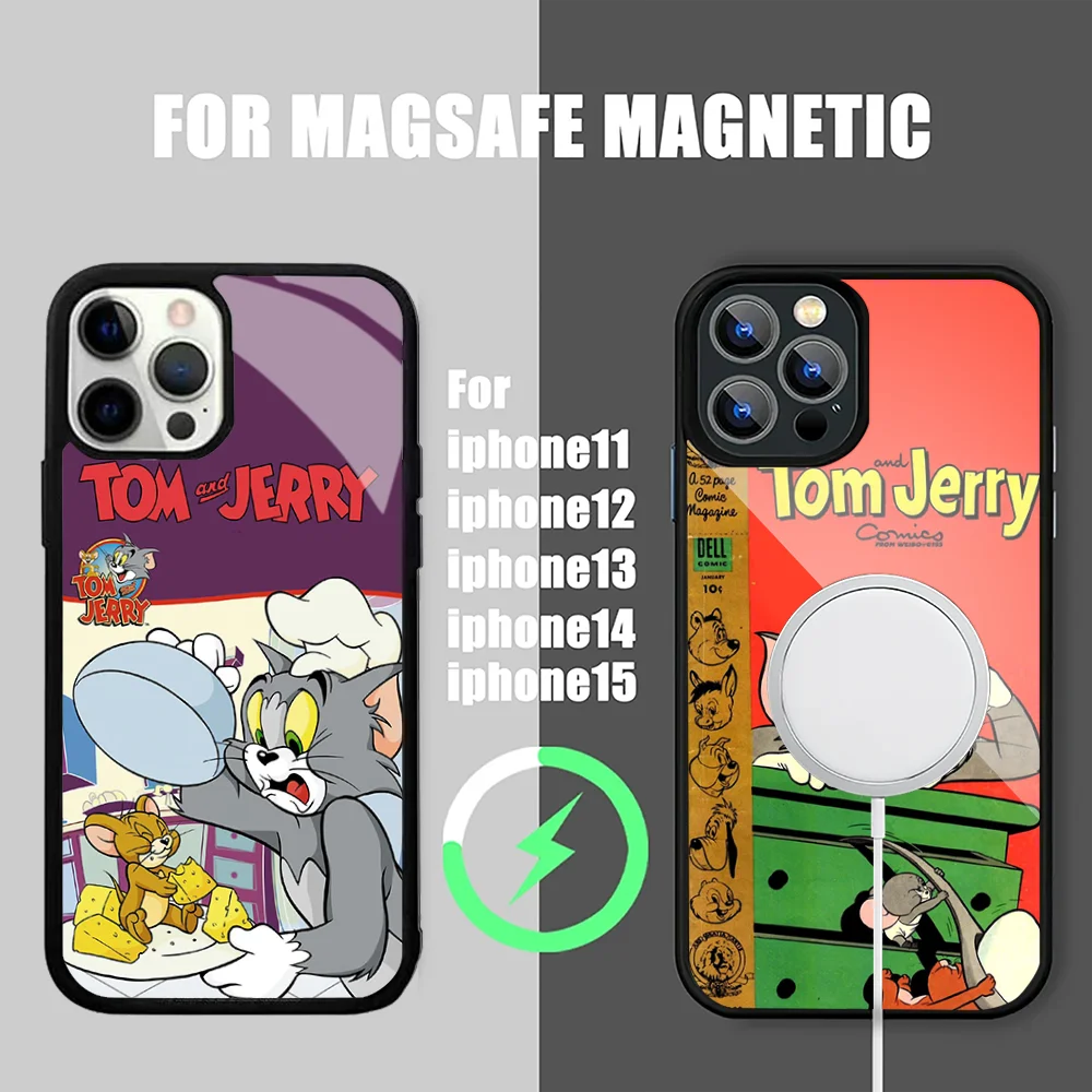 T-Toms-And-J-Jerry Phone Case For IPhone 15 14 13 Pro Max 11 12 Mini Alex Mirror For Magsafe Wireless Charging Cover