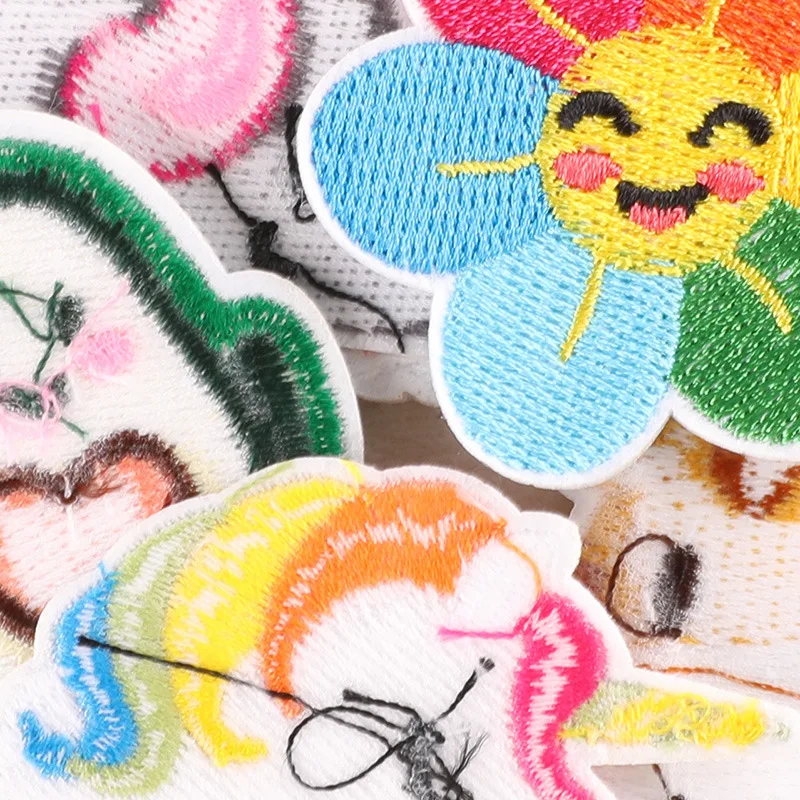 Rainbow Animal Sun Cute Cartoon Embroidered Accessories Badge Cloth Sticker Patch Sewing Iron-on Transfers for Clothing Bag Hat