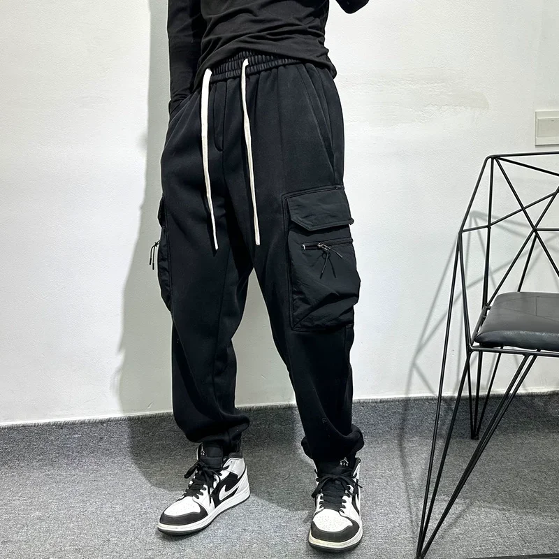 

Owen Seak Men Casual Harem Pants High Street Wear Length Cargo Men's Clothing Sweatpants Spring Black Pants