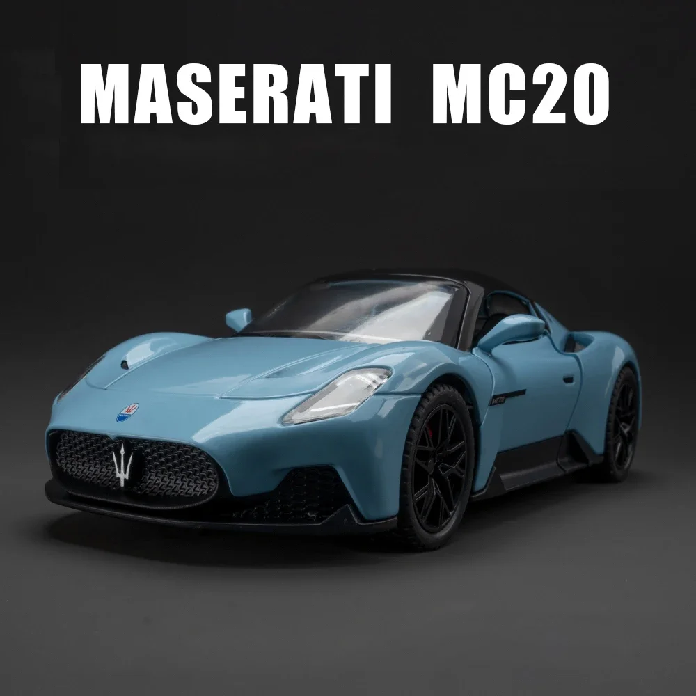 1:22 Maserati MC20 Supercar Alloy Car Model With Pull Back Sound Light Children Gift Collection Diecast Toy Model