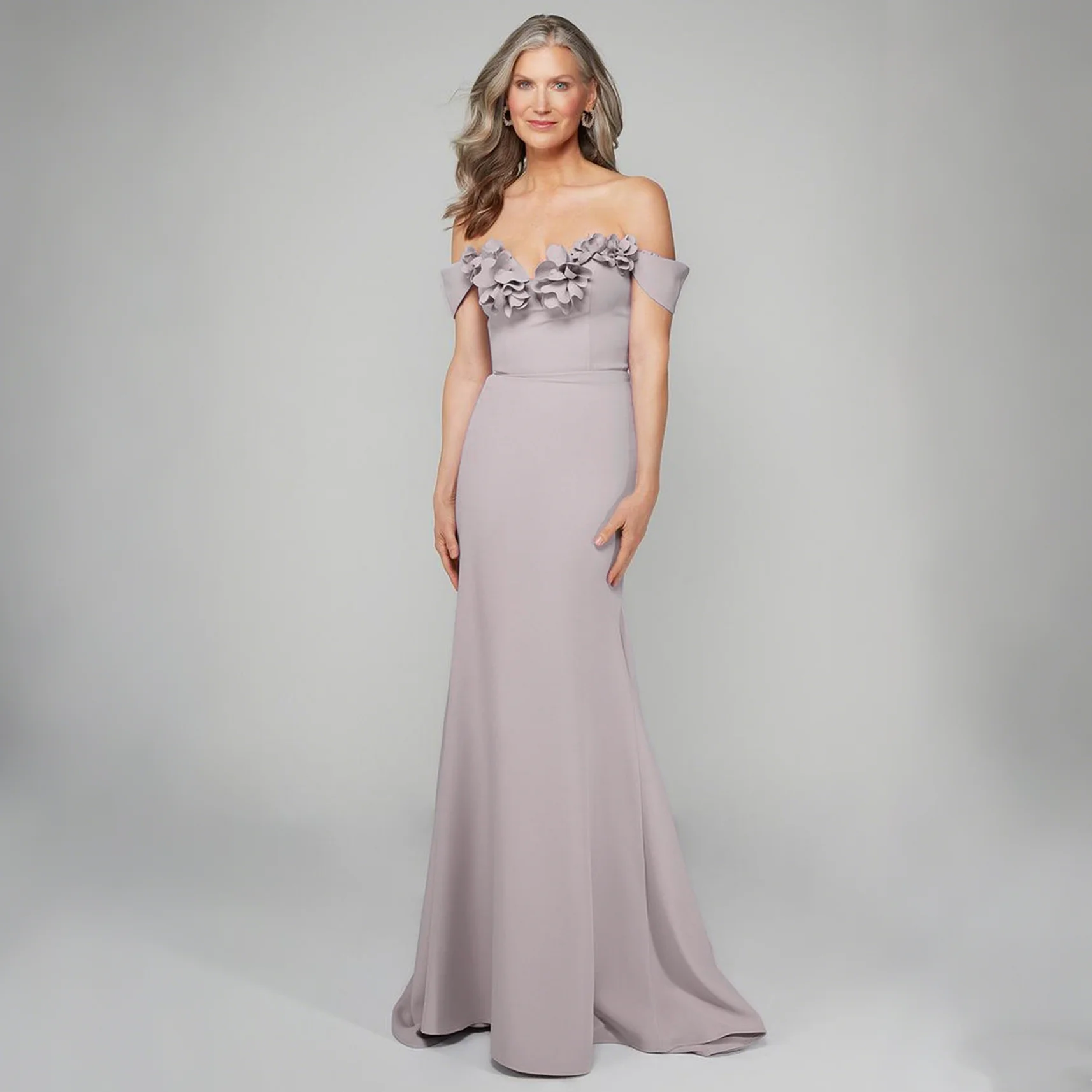 

Elegant Mother of the Bride Dresses High Quality Fabric Off the Shoulder Flowers Sweetheart Evening Gowns Chic Mom's Party Dress