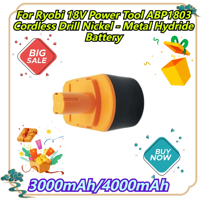 

3000mAh/4000mAh For Ryobi 18V Power Tool ABP1803 Cordless Drill Nickel - Metal Hydride Battery