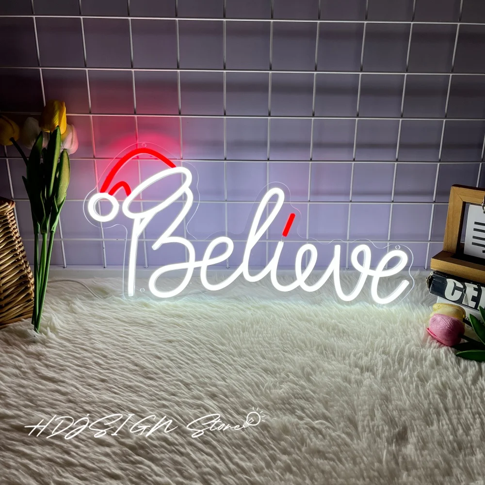 

Believe Neon Sign Led Light Christmas Led Neon Lighting USB Wall Decor Bedroom Home Party Shop Room Decor Christmas Decor
