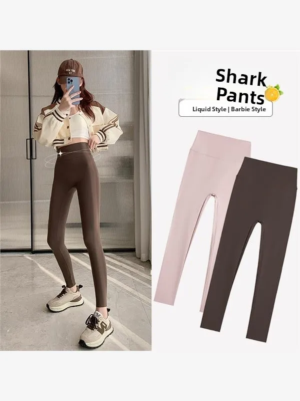 Slim Fit Yoga Pants Women's High Waist ark Skin Pattern Nine-Tenths Length Base Layer Pants for Spring Autumn Summer