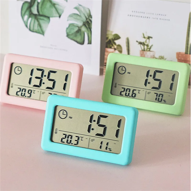 Digital Alarm Clock Thermometer Hygrometer Meter LED Indoor Electronic Humidity Monitor Clock Desktop Table Clocks For Home