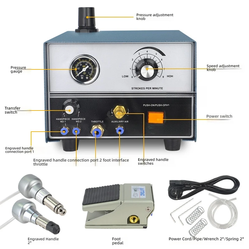 E03 Pneumatic Impact Engraving Machine, Graver Mate Jewelry Engraver Single Head