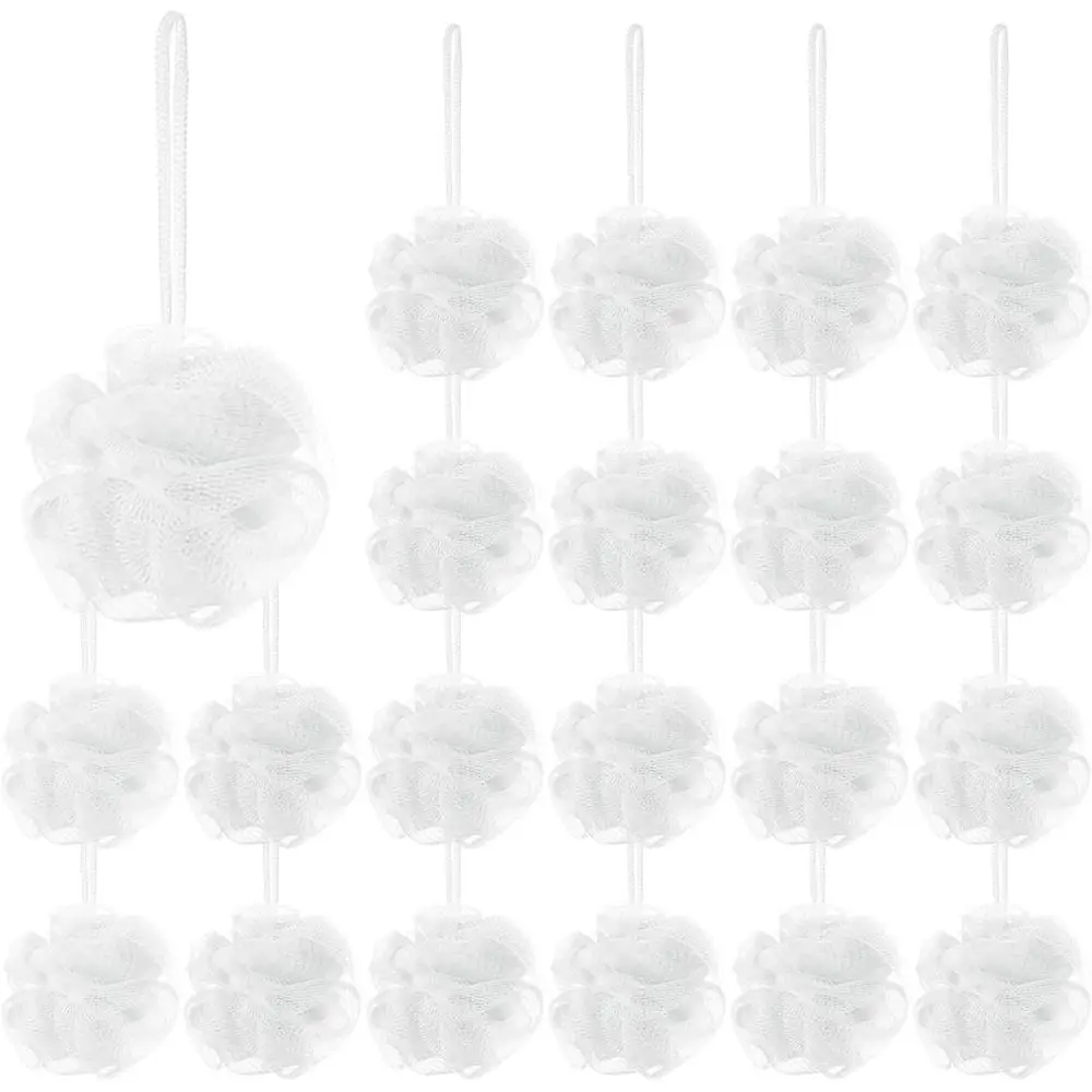 

3 Inch Mini Travel Shower Sponges, Bulk Pack for Men, Women, Kids - Exfoliating Body Scrubbers (White)