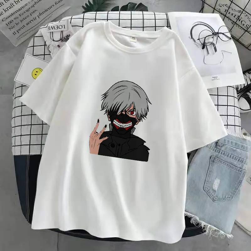 Oversized T-Shirt Men Women Cartoon Hot Japanese Anime Tokyo Ghoul Kaneki Ken Graphic Fashion Unisex Tshirt Summer Top Female