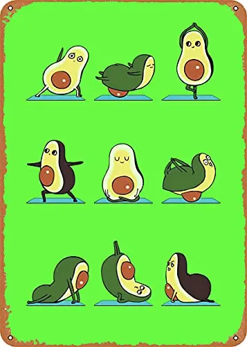 Dsydec 01 Avocado Yoga 01 Vintage Look Metal Sign Art Prints Retro Gift