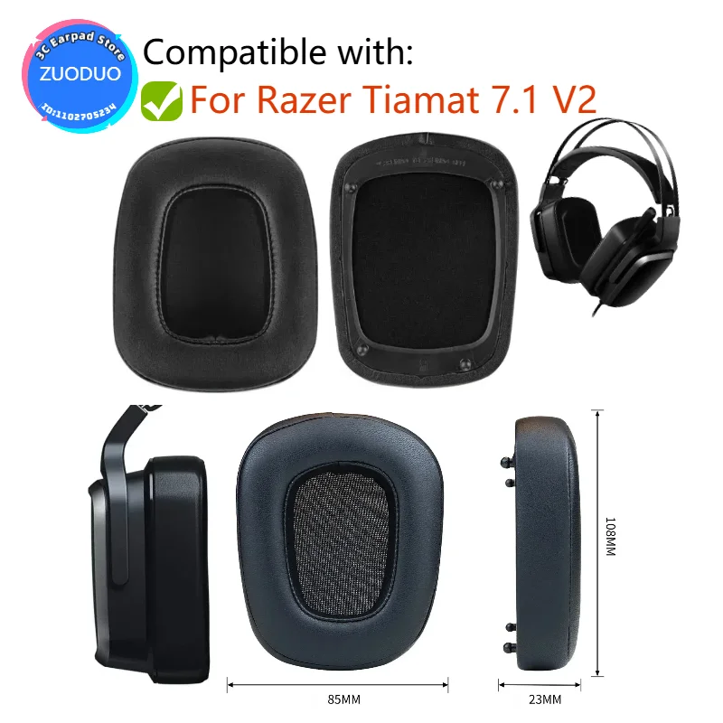 

For Razer Tiamat 7.1 V2 Headset Ultra-soft Cover Replacement Ear pads Cushion Earbuds