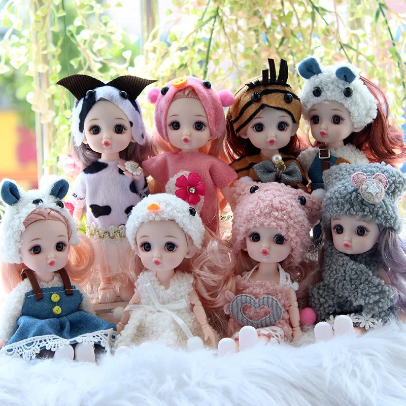 17cm Doll Dreamy Princess Dress Up Gift Set for Girls Outfits Dress Up Dollhouse Makeup DIY Toy Beautiful Birthday Christmas
