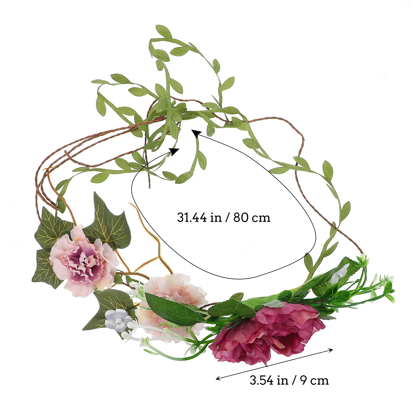 2Pcs Sparkling Pearl Floral Head Garland Set Bridal Flower Crown for Seaside Wedding Bridesmaids Beach Vacation Creative Warm