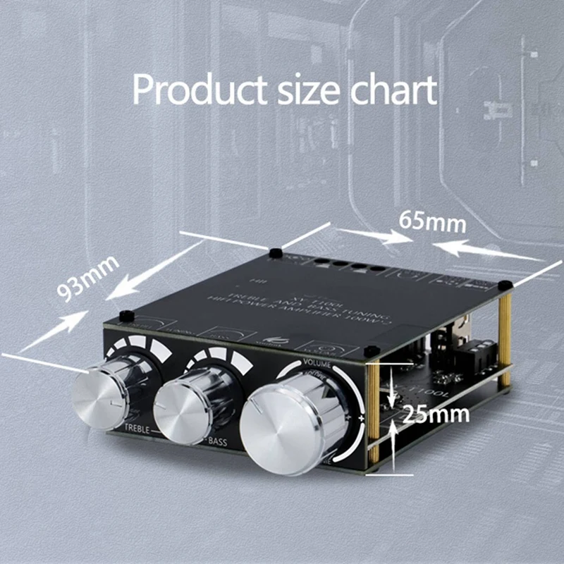Classe D Subwoofer Amplifier Board, Home Audio Equalizer Stereo, 2.1 Channel, Bluetooth 5.0, 100W + 100W, XY-T100L, 2.1, Amp
