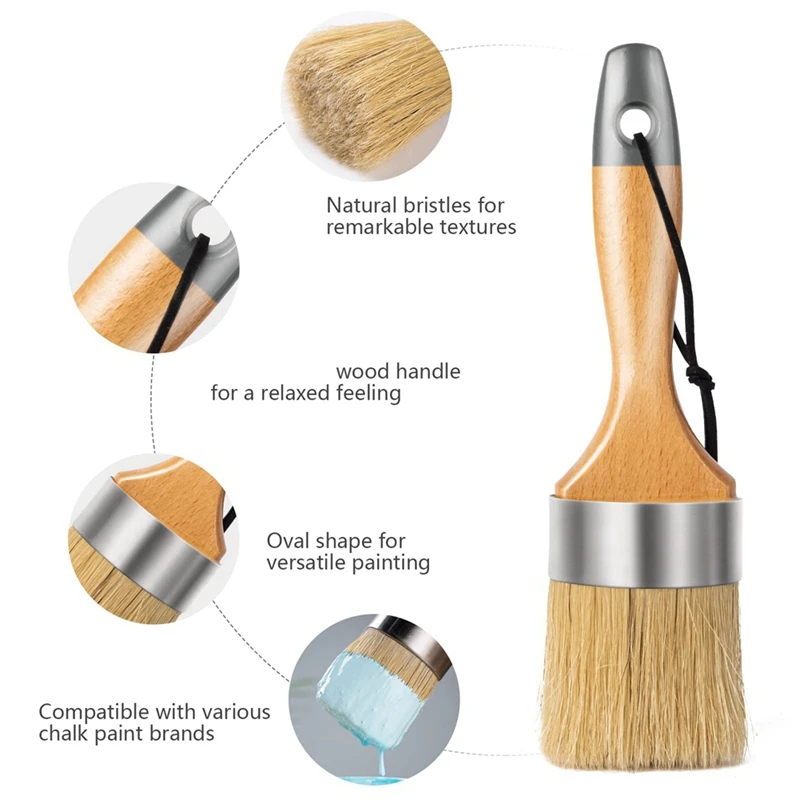 مجموعة فرش طلاء الطباشير البيضاوية المستديرة مكونة من 5 فرش ، طلاء الطباشير ، لجميع الطلاء والصبح