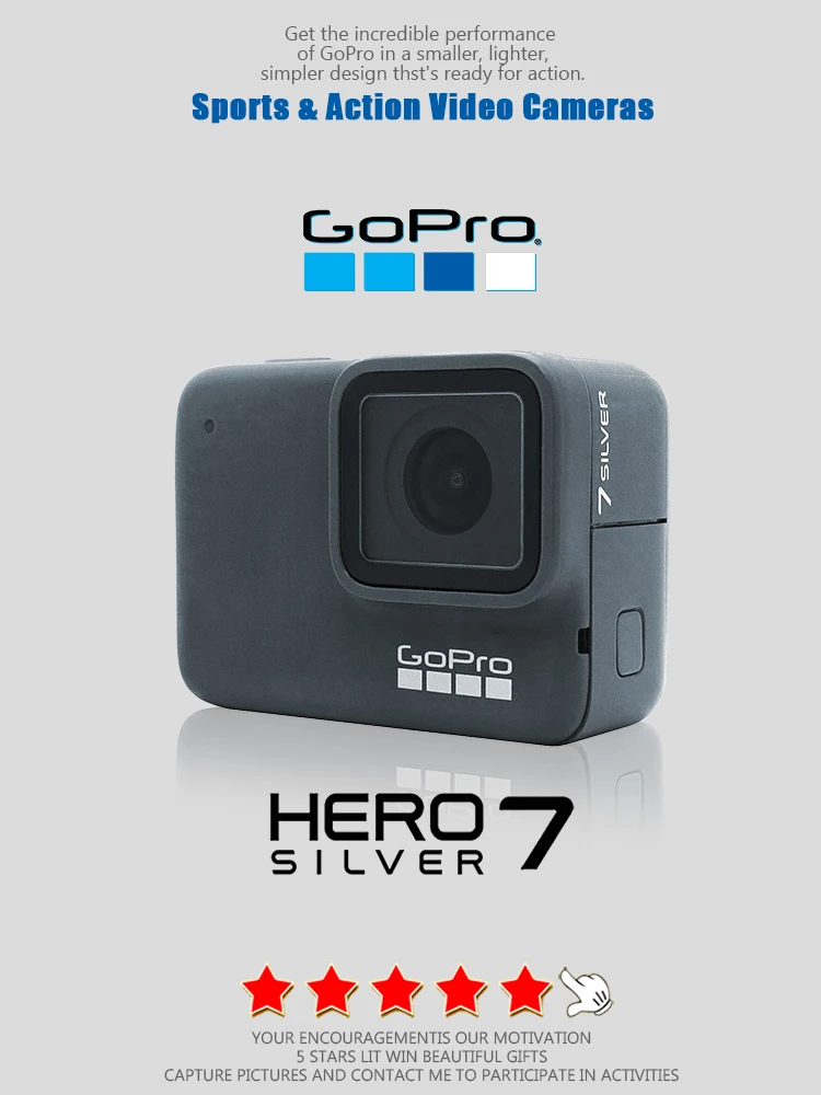 GoPro hero 7 argent 4k30 cadre caméra verticale HD anti-secouement connexion WiFi cyclisme ski caméra de sports extrêmes