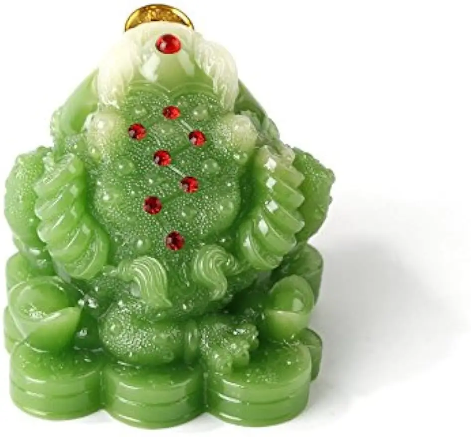 Feng Shui Green Color Money Frog Statue Car Dashboard Decoration
