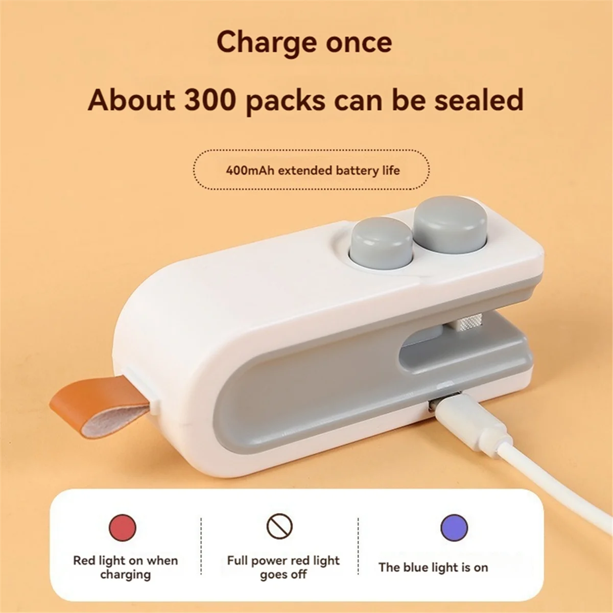 A72P 2 In 1 Penyegel Tas Mini USB Penyegel Tas Chip Isi Ulang Segel Panas Tas Penyegel Makanan Vakum Genggam Portabel Biru Laut