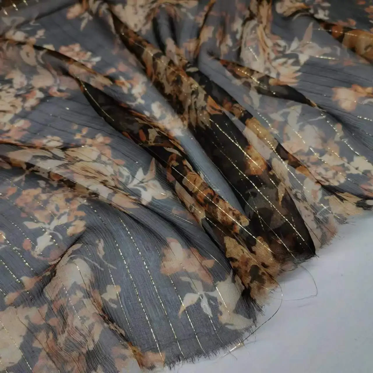 Metal Silk Fabric Mulberry Silk Lurex Brocade 138cm Width Soft Chiffon for Dress Scarf Material