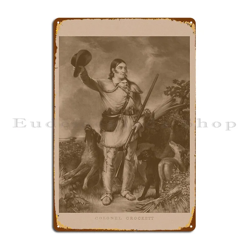 Colonel Davy Crockett Metal Plaque Wall Decor Kitchen Wall Decor Print Vintage Tin Sign Poster