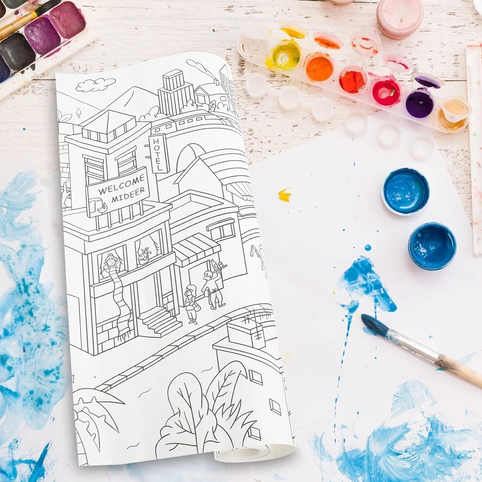 

Giant Kids Coloring Poster Children Themed Sketch Durable Paper Graffiti Painting Poster DIY Drawing Homework School Wall