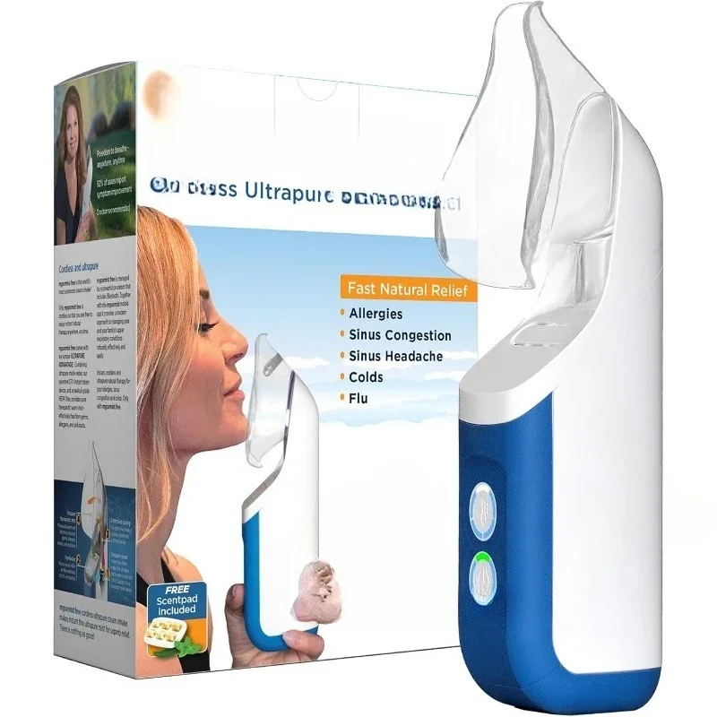 جهاز استنشاق بالبخار اللاسلكي فائق النقاء مجانًا - جهاز بخار شخصي محمول يعمل بالبطارية ومبخر ومرطب للجيوب الأنفية #1