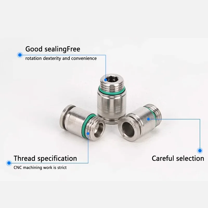 Imagem -05 - Pneumático Acoplamento Conector Rápido Rosca Externa Encaixe Hexagonal Interno Poc-g mm mm mm 10 mm 12 mm 10 Pcs 304 Aço Inoxidável