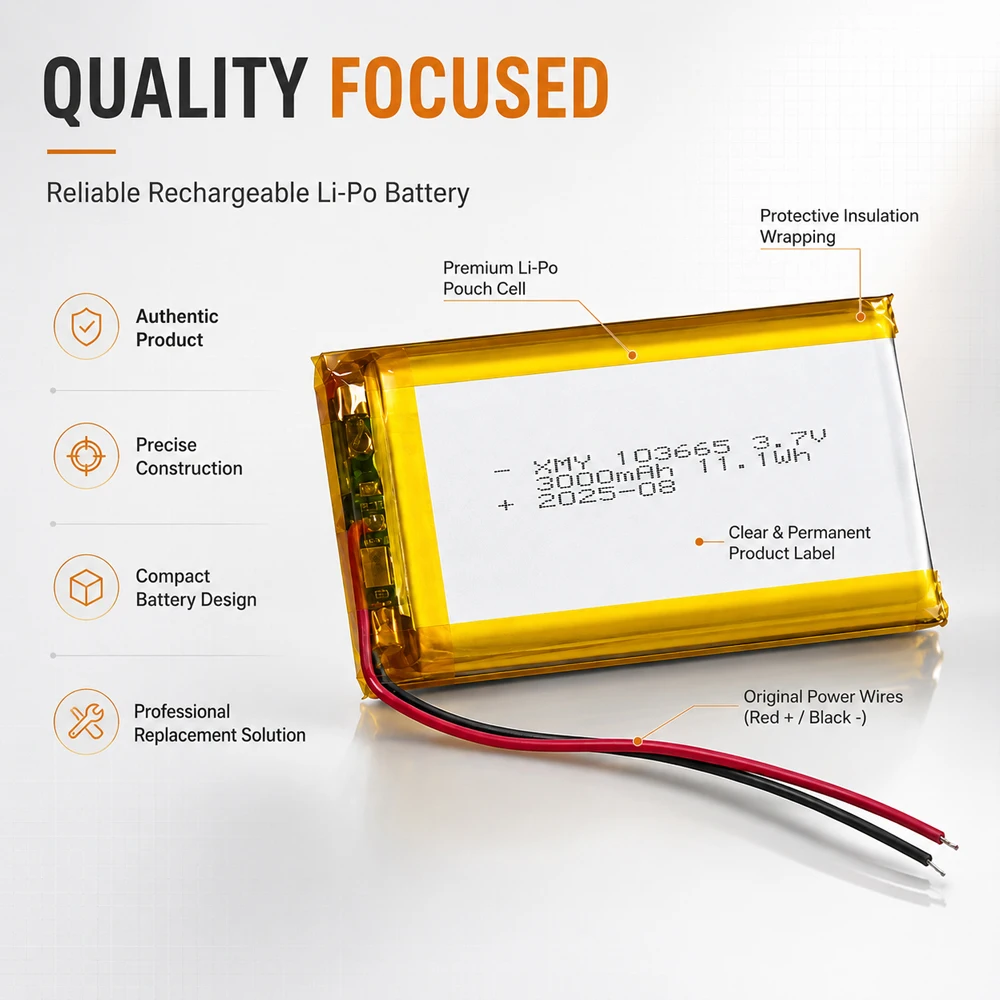 103665 3.7V 3000mAh LiPo Battery 103565 Rechargeable Lithium Polymer Battery for Bluetooth Speaker Beauty Device