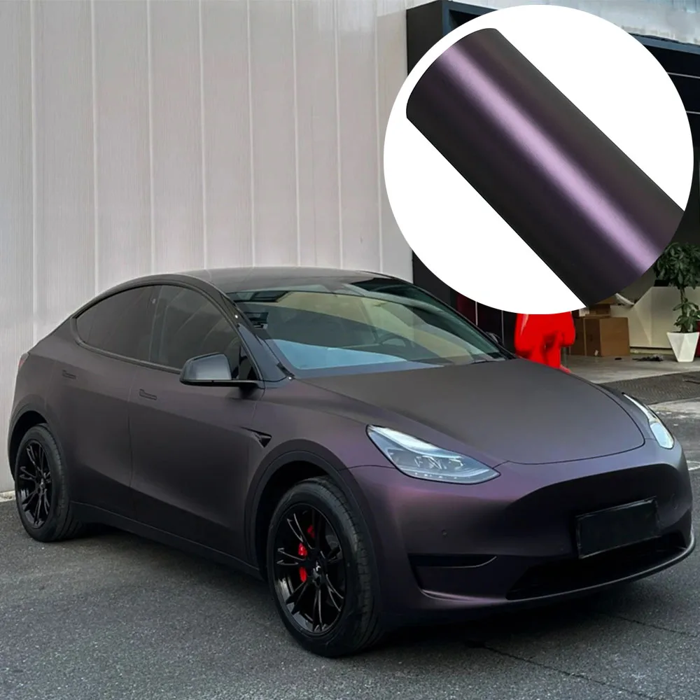 

Matte Black Purple Car Sticker Auto Color Change Vinyl Film Bubble Free Wrapping Car Accessories Auto Self Adhesive Decals