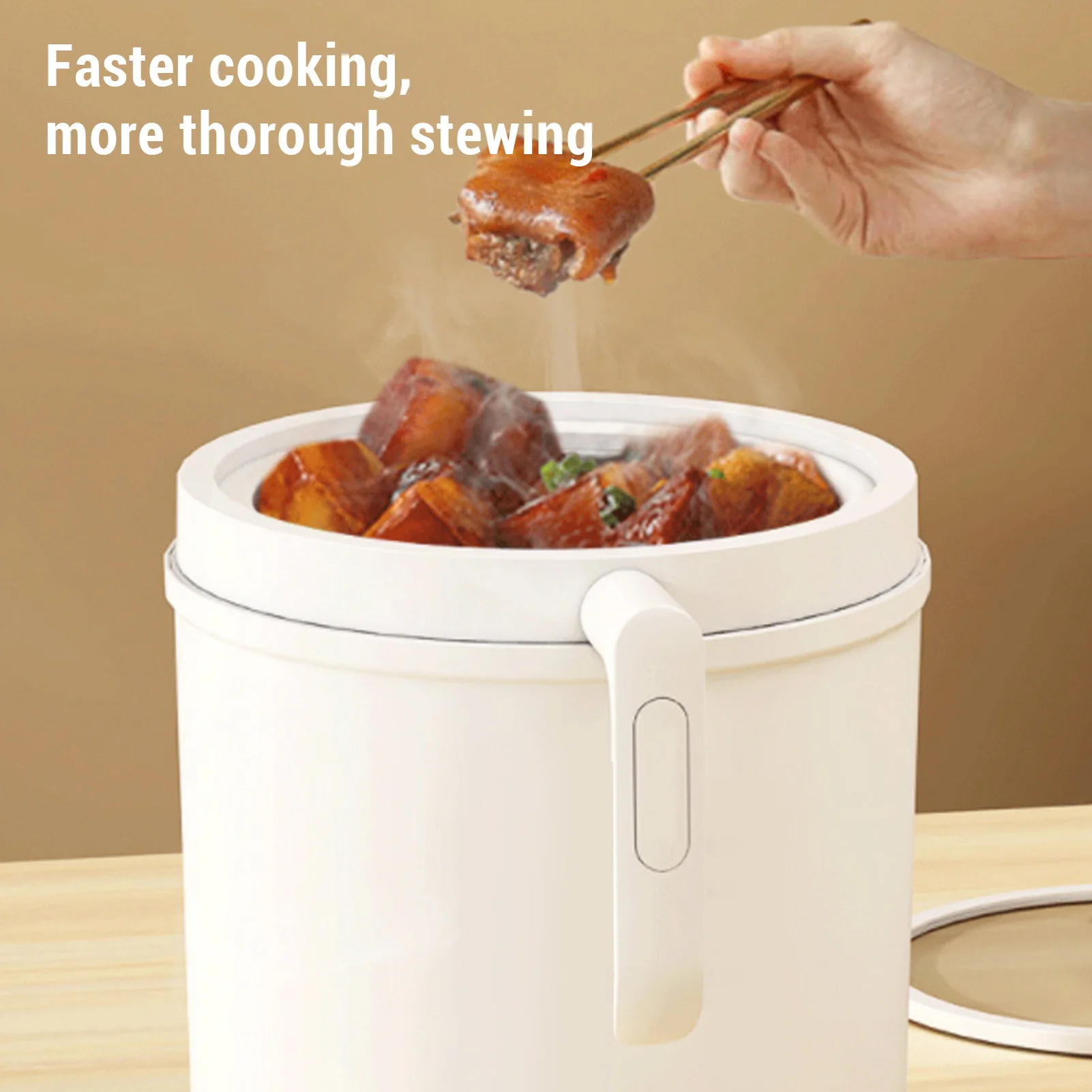 Mini Rice Cooker Stainless Steel Multifunctional Electric Hot Pot Mini Soup Cooker for Dorm Office Travel