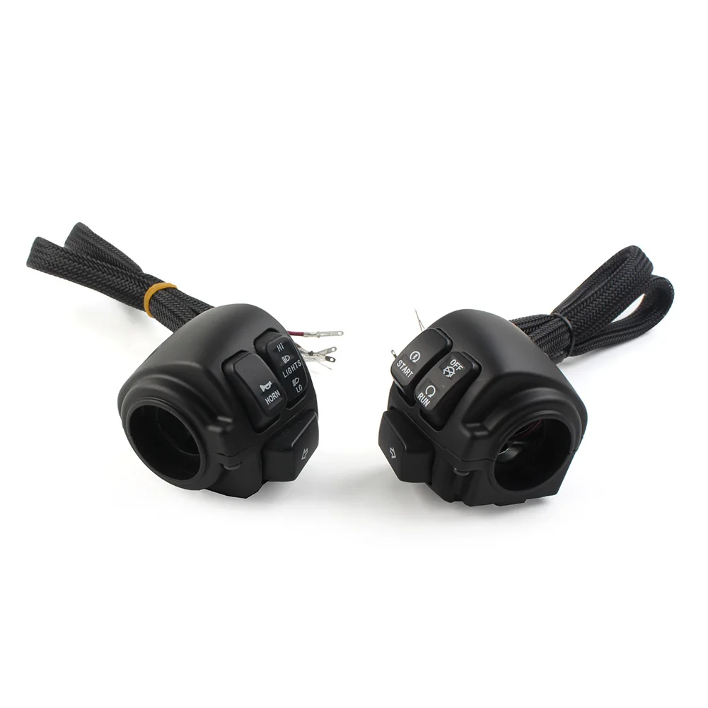 Black Motorcycle Handlebar Control Switches+Wiring Harness For Harley Dyna Vrod Softail Sportster 1996-2014