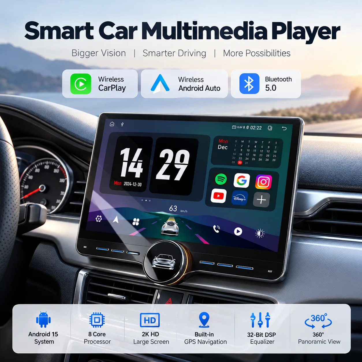 11.5 Inch Android 15 Car Multimedia Player For Fiat Doblo 2002-2017 Wireless CarPlay Android Auto GPS Navigation Touch Screen