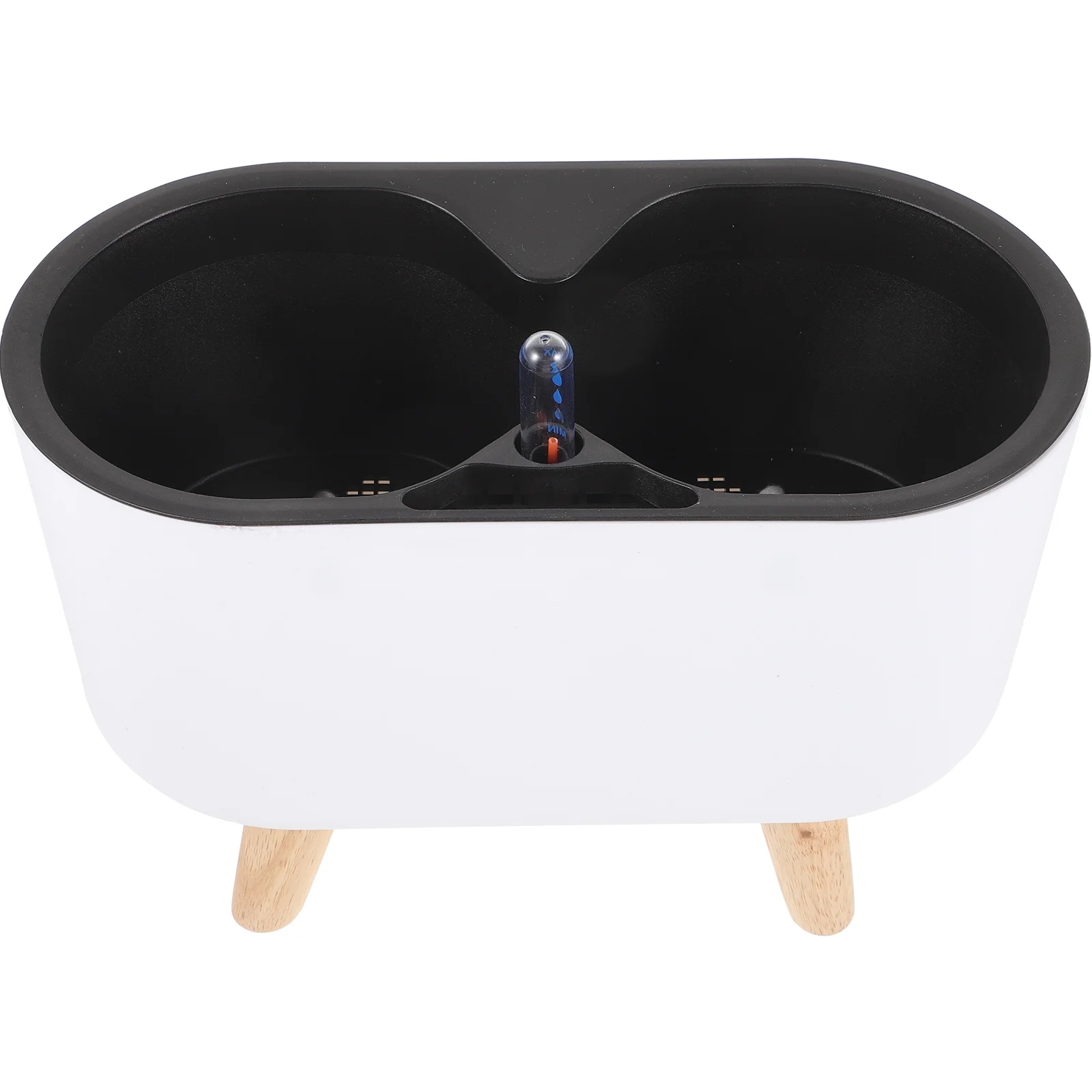 Plastic Flowerpot with Solid Wood Legs Self-watering Automatic Water-absorbing Pots for Indoor Plants Planters