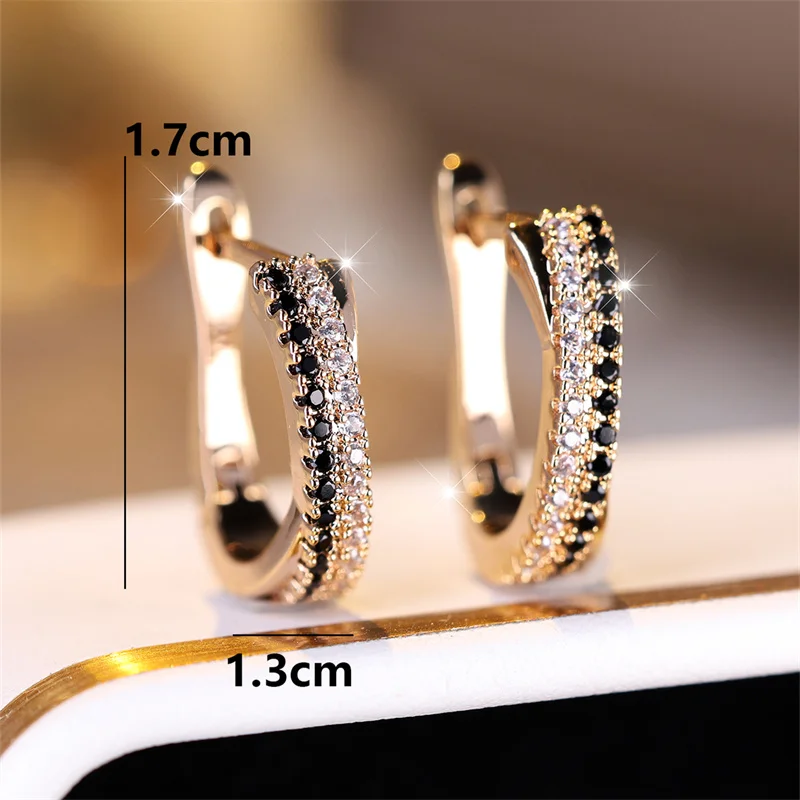 Charming Multicolor Crystal Hoop Earrings For Women Rose Gold Silver Color Rainbow Zircon Fashion Earring Wedding Jewelry Gifts