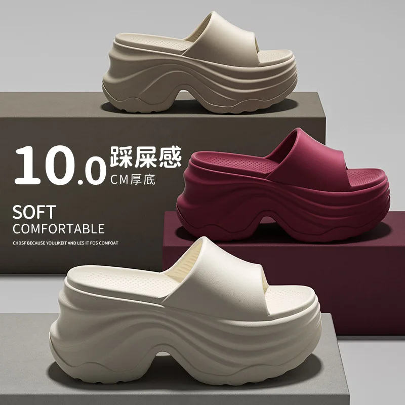 House Slippers 2026 EVA Thick-soled Slippers for Women Outdoor Fashion Platform Slides Woman Non-Slip Soft Sole Beach Shoes image 3
