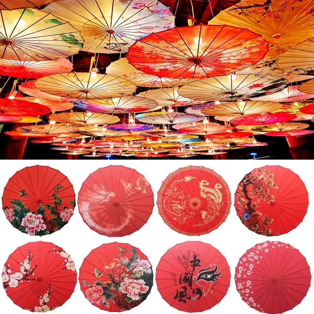 الصينية العتيقة نمط مزيتة ورقة مظلة 82 سنتيمتر 10 ألوان النساء مظلة الزخرفية ازياء مظلة التصوير #4