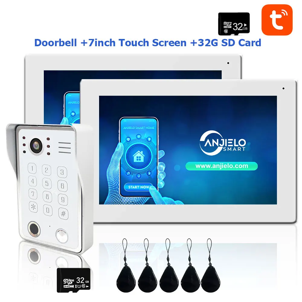 2025 Fingerprint 5in1 Unlock Wifi Doorbell Video Intercom System For Home Doorphone Tuya Smart 1080P Touch Monitor Security