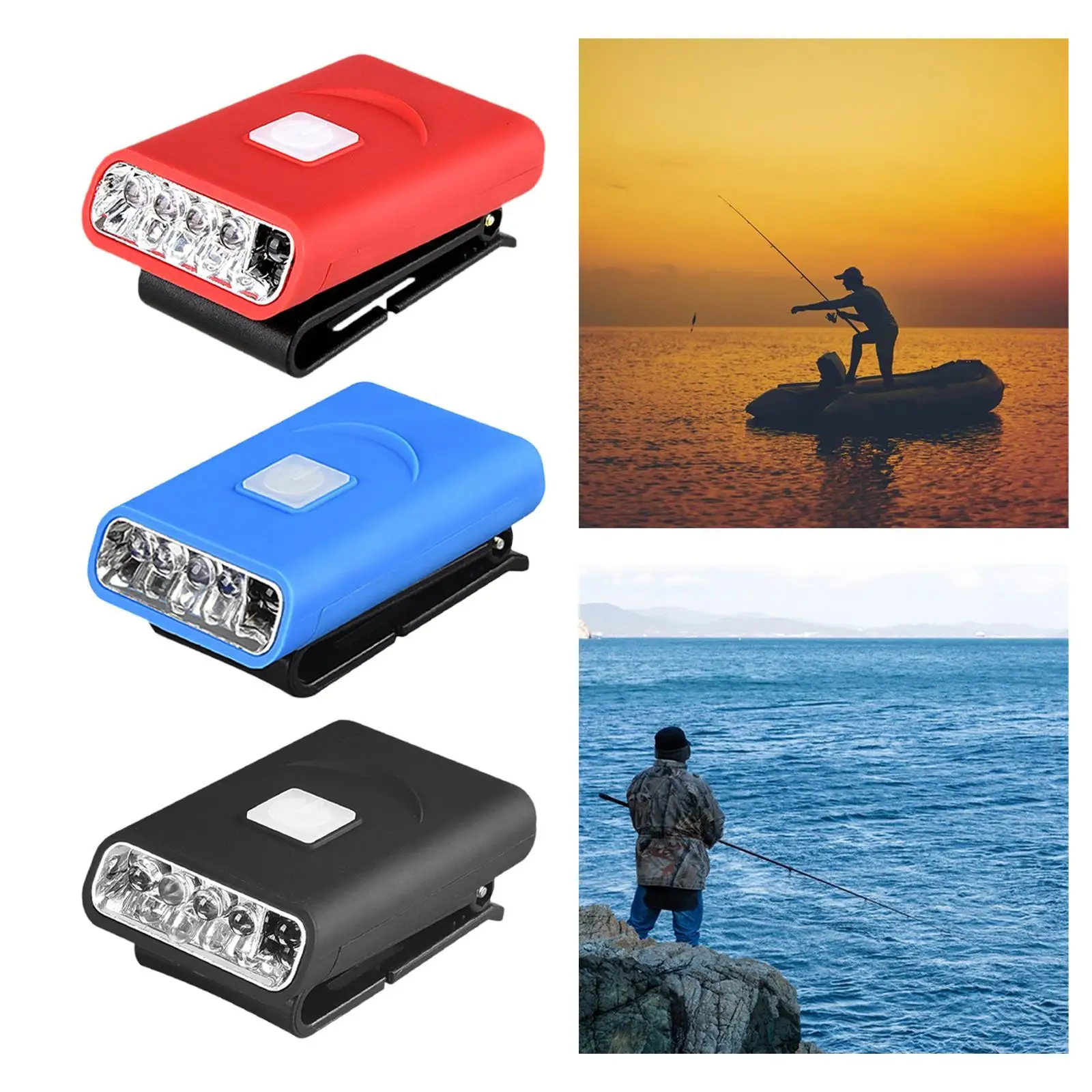 Clip on Hat Light Flashlight Torch Rechargeable Cap Lamp Fishing Headlight for