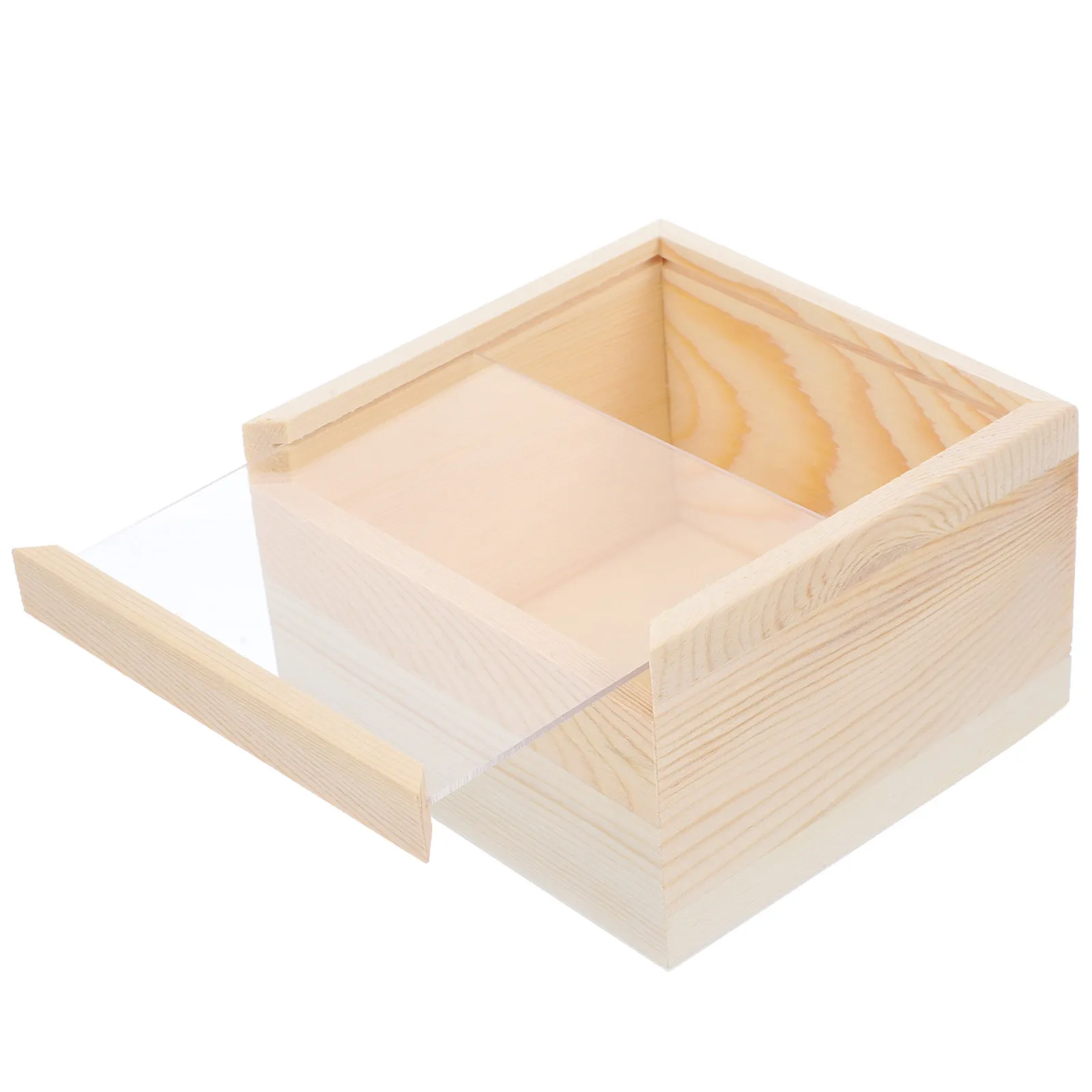 

Unfinished Wood Storage Box Clear Lid Decorative Jewelry Organizer Sundries Display and Gift Case Unfinished Wood Box