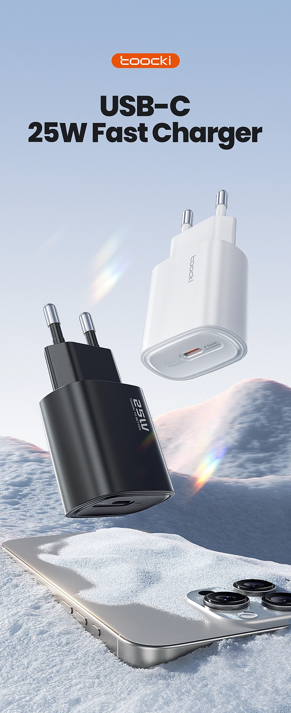 Toocki 25W USB-Ladegerät PD 3.0 PPS Schnellladung Mini USB Typ C Telefonladegerät für Samsung S23 S24 S25 iPhone 16 15 14 13 Pro Max – Detail 1
