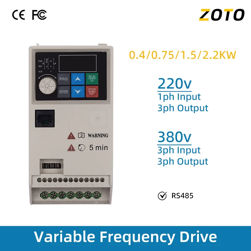 

VFD 0.4KW 0.75KW 1.5KW 2.2KW Frequency Inverter 1PH TO 3PH 220V Applicable to Three-phase Motors Frequency Converter AC Drive