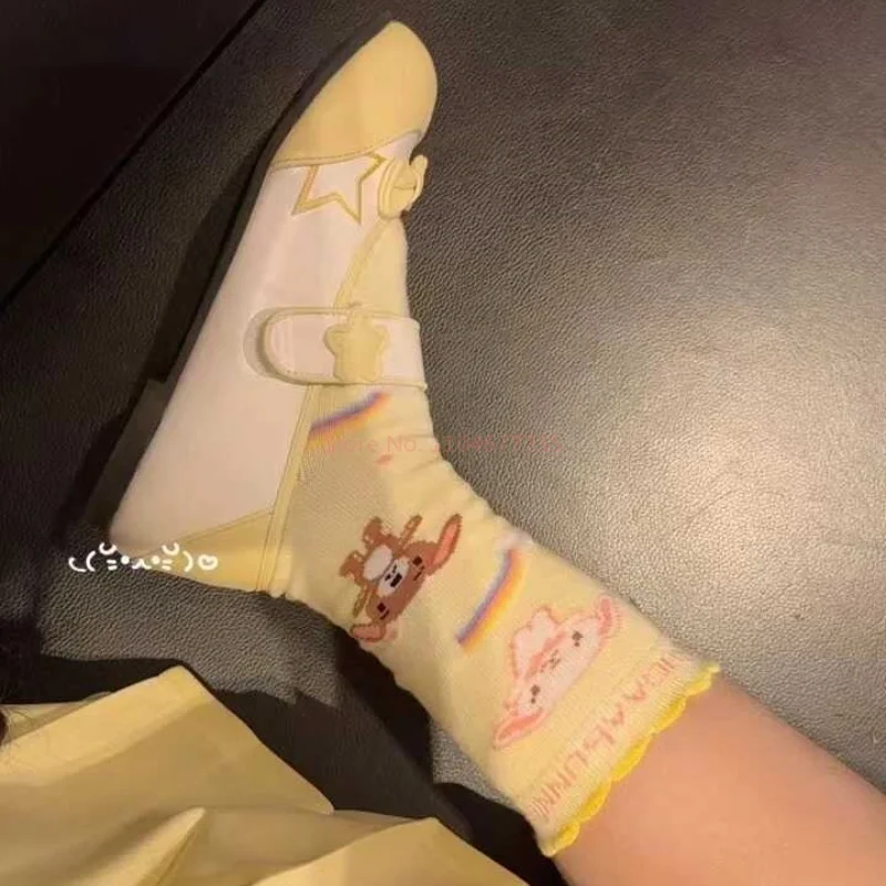 かわいいシュガーバニーかわいい子供靴下カラフルなレースプリント綿の靴下漫画かわいいアニメぬいぐるみ女の子の誕生日プレゼント