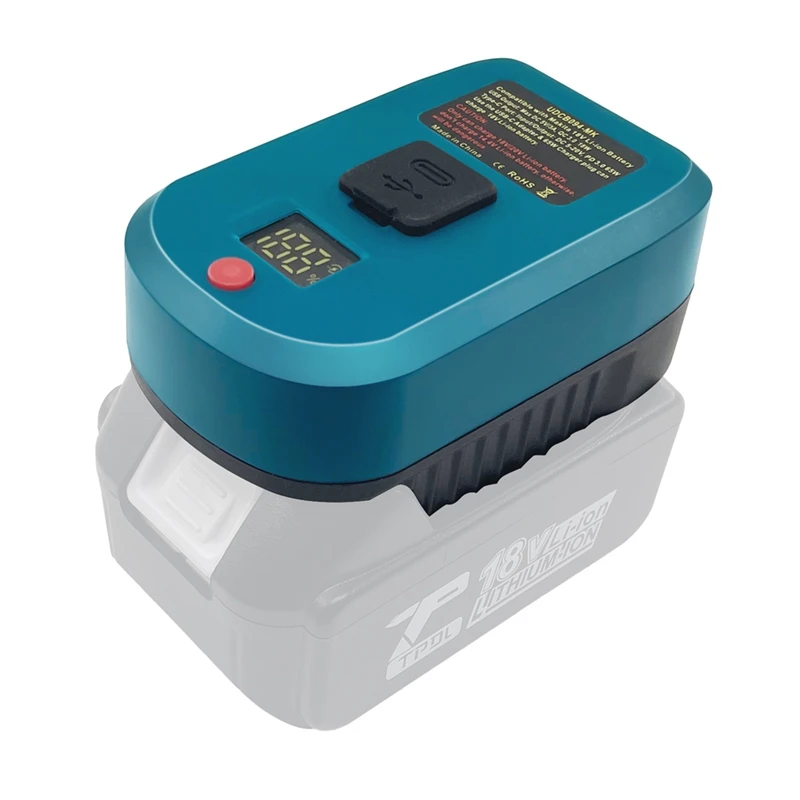 Cargador adaptador de 65W para batería de iones de litio Makita de 18V con puerto tipo C y puerto USB convertidor adaptador de carga USB inverso 110X70x50mm