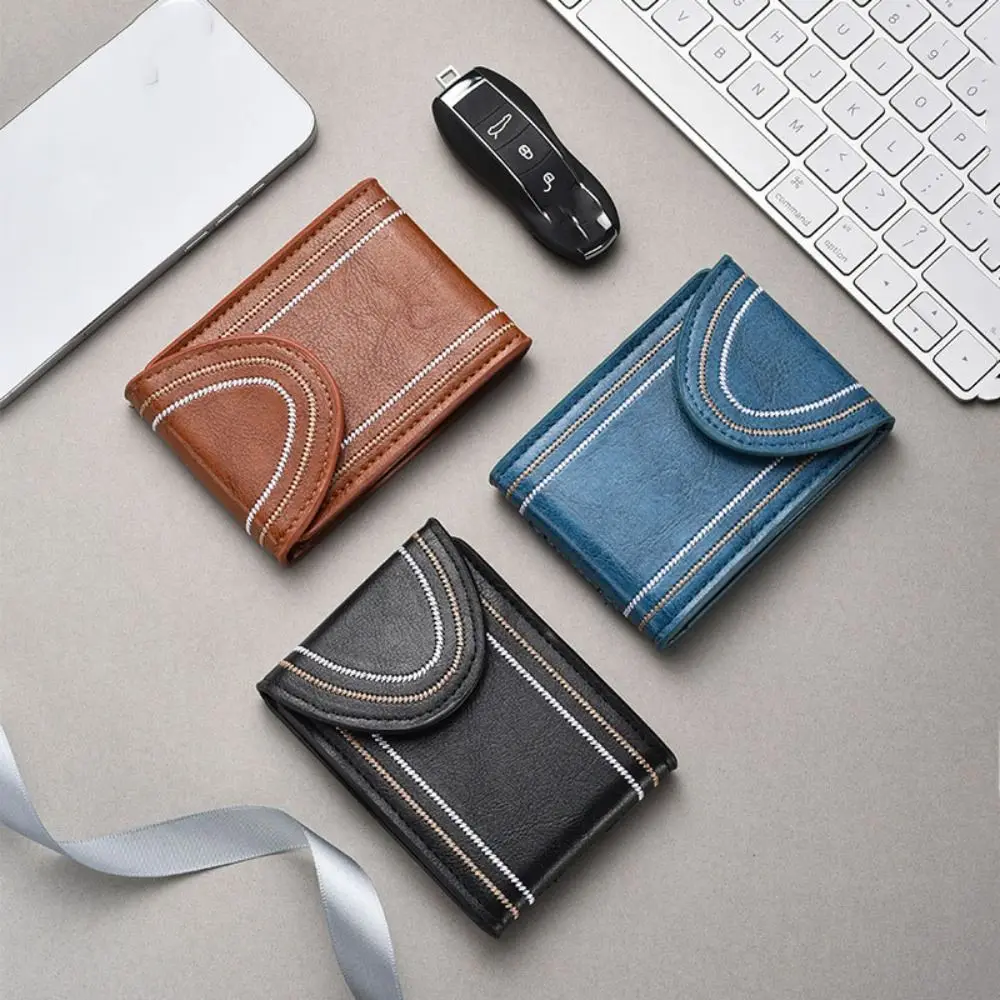 Fashion Multiple Card Slots Men's Wallet Portable Leather Men Card Bag Large Capacity Business Card Holder
