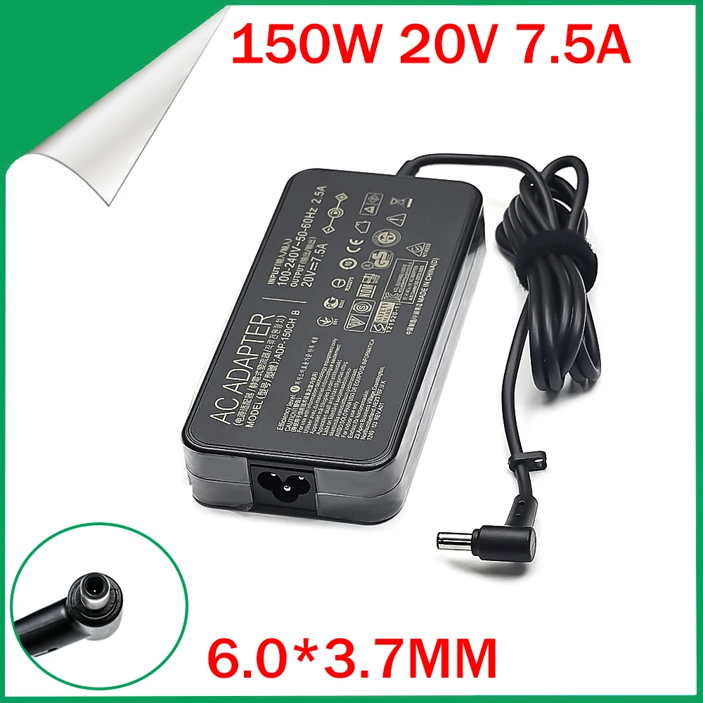 

Адаптер для ноутбука 20 В 7,5 А 150 Вт 6,0*3,7 мм Зарядное устройство переменного тока для ноутбука ASUS VX60G FX95D TUF Gaming A15 FX506lu T9750 FX705G fx50D FX86FE