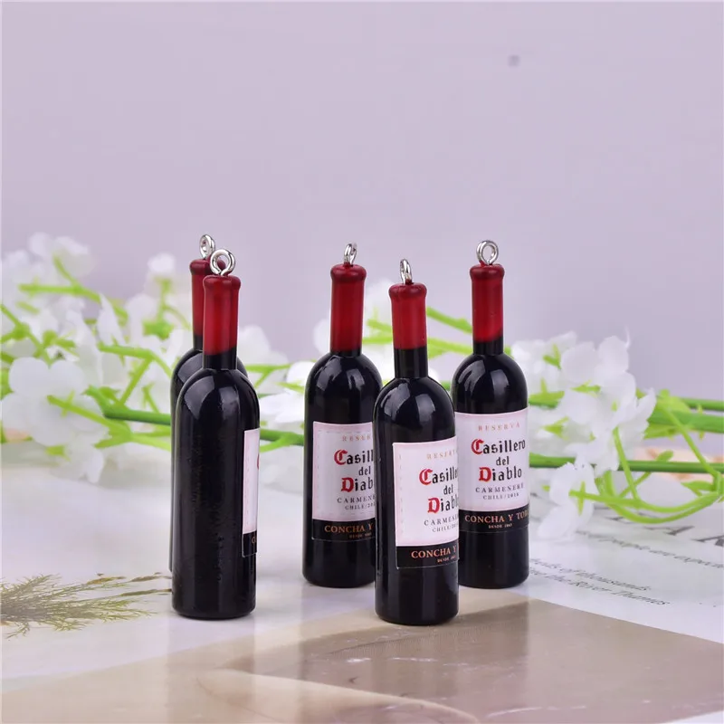 10pcs/pack 3D Alcohol Wine Bottle Resin Charms Pendant  for DIY Earring  Keychain Jewelry Making